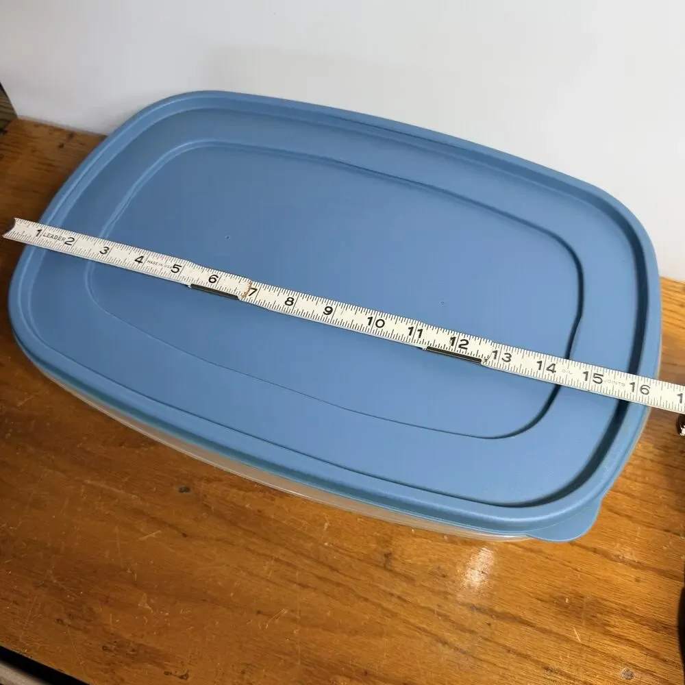 Vintage Rubbermaid X-LARGE Food Storage Container 40 Cups Rectangle Blue Lid